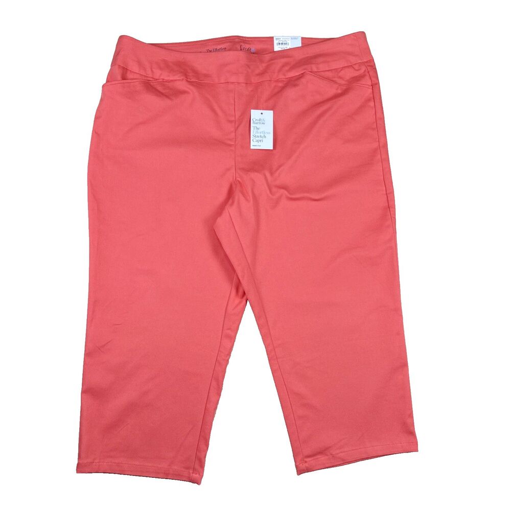 Barrow The Effortless Stretch Capri Pants 20W Regular Bright Coral NWT